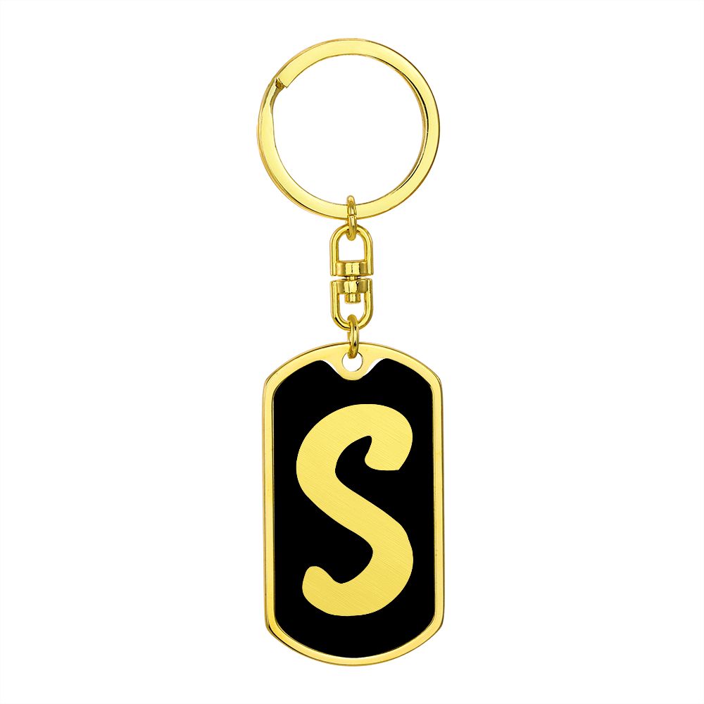 Initial S v2b - Luxury Dog Tag Keychain