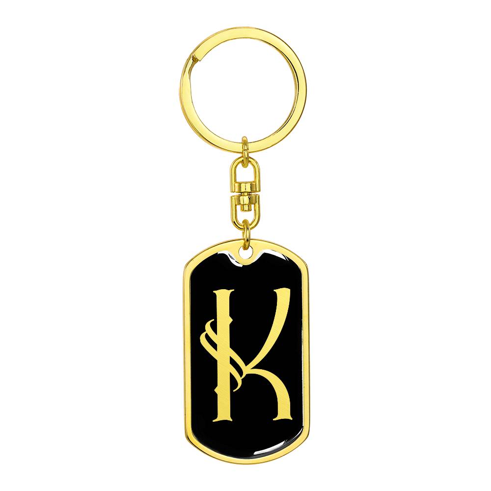 Initial K v001-12 - Luxury Dog Tag Keychain