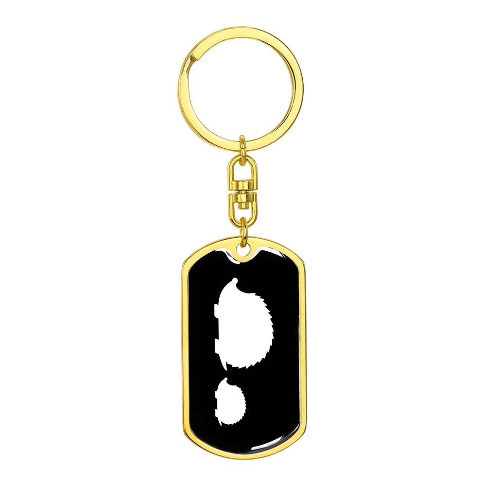 Mama Hedgehog With 1 Hoglet v3 - Luxury Dog Tag Keychain