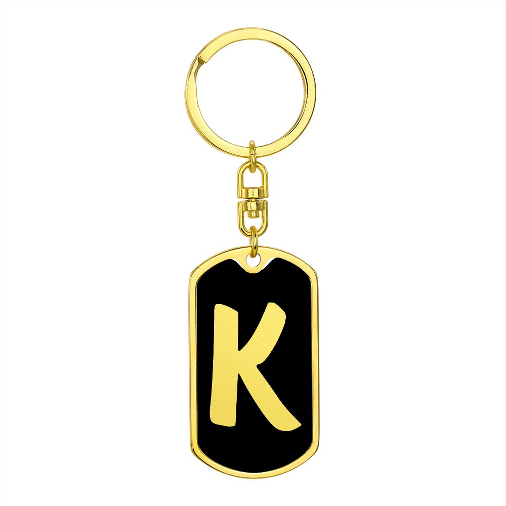 Initial K v2b - Luxury Dog Tag Keychain