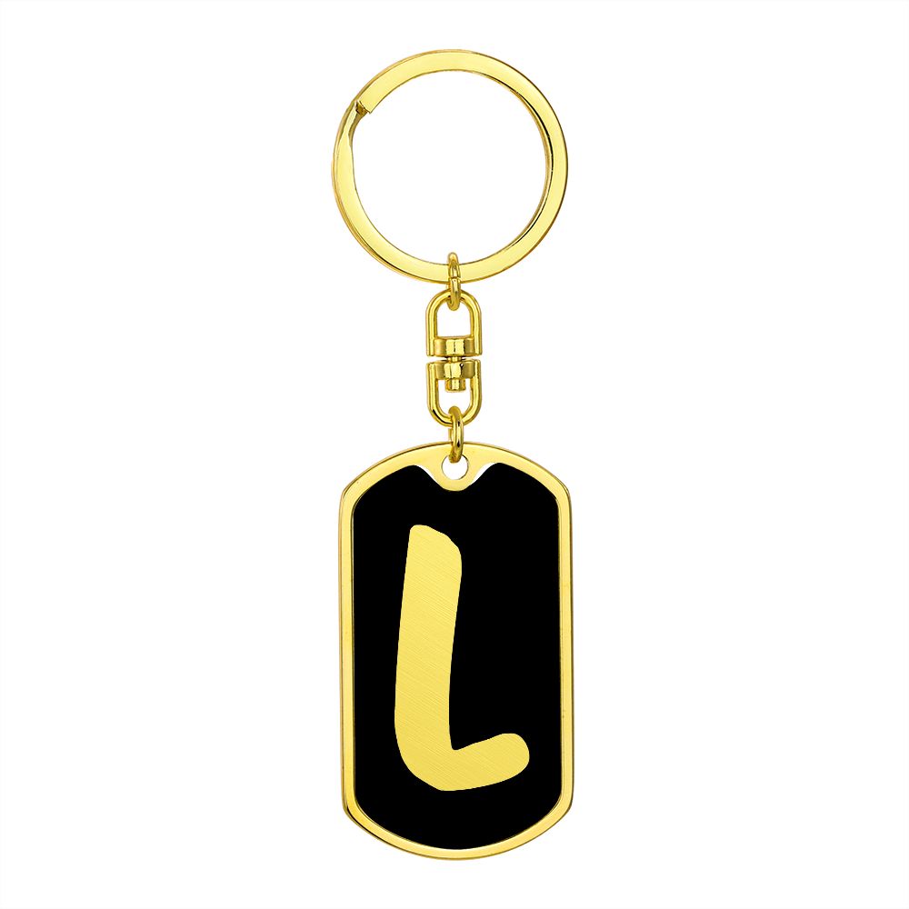 Initial L v2b - Luxury Dog Tag Keychain