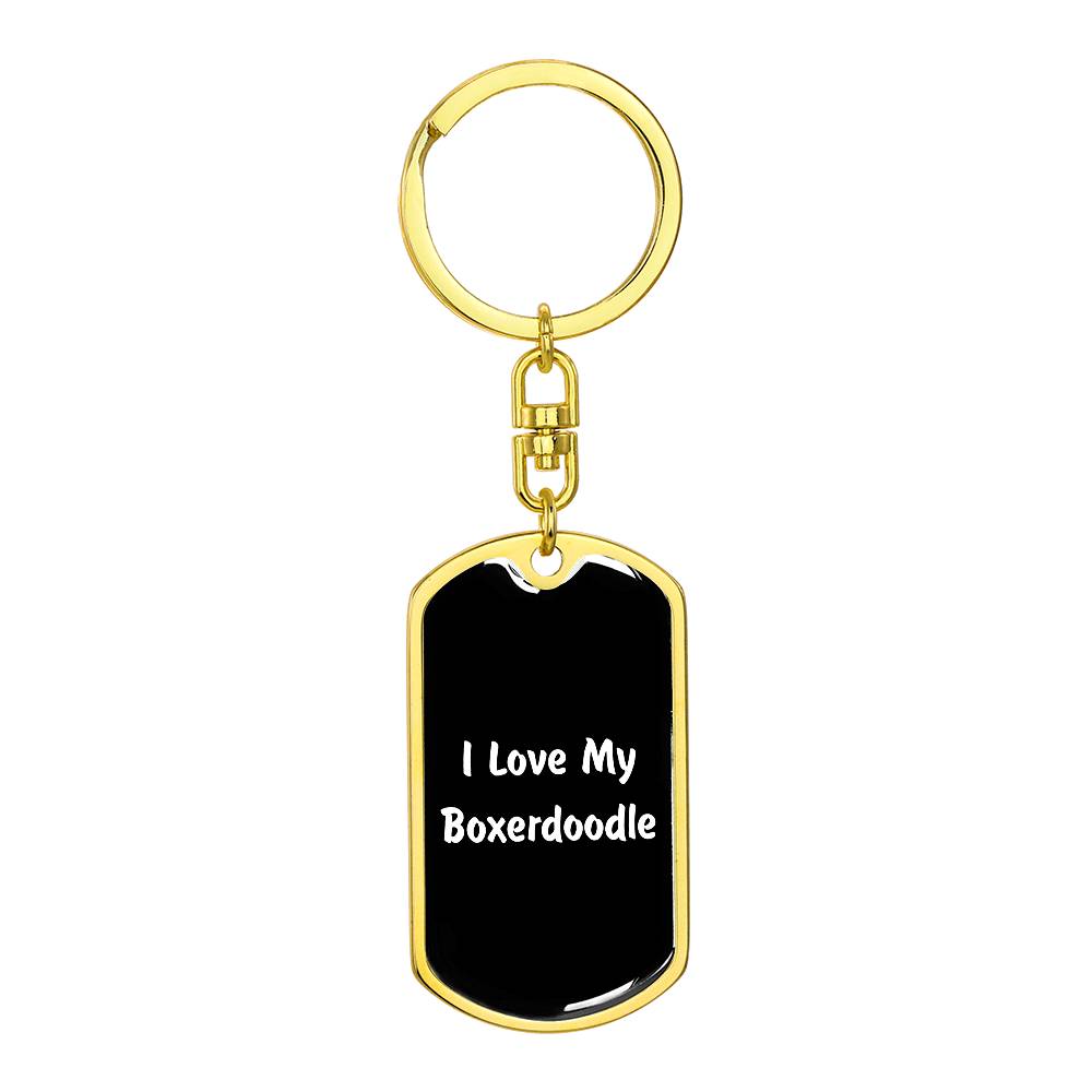 Love My Boxerdoodle v6 - Luxury Dog Tag Keychain