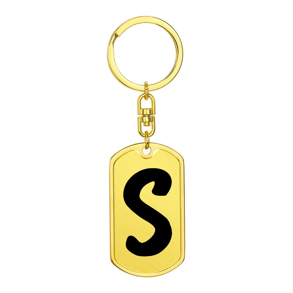 Initial S v1b - Luxury Dog Tag Keychain
