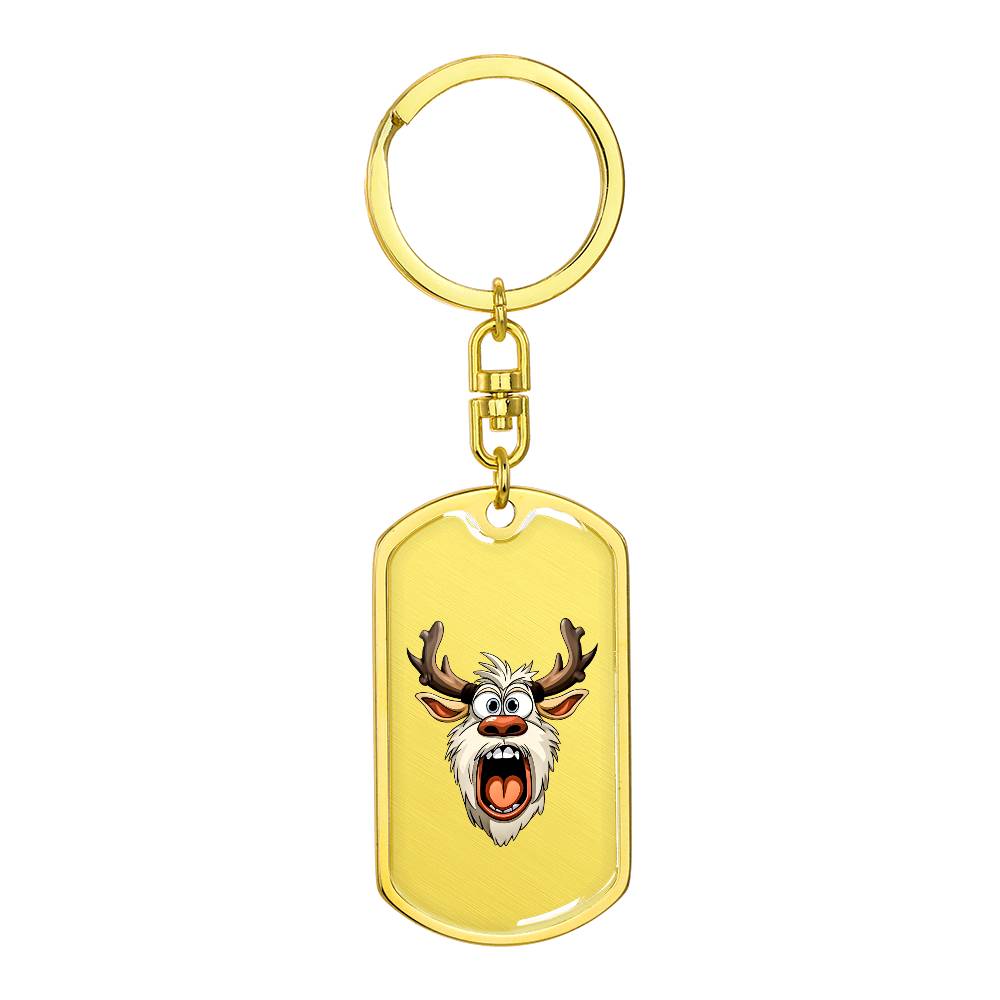 Funny Reindeer Face 17 - Luxury Dog Tag Keychain