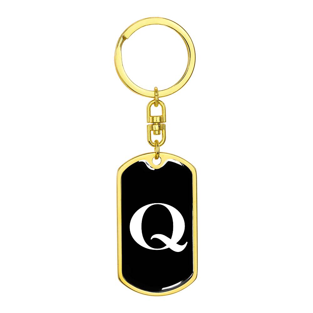 Initial Q v3a - Luxury Dog Tag Keychain