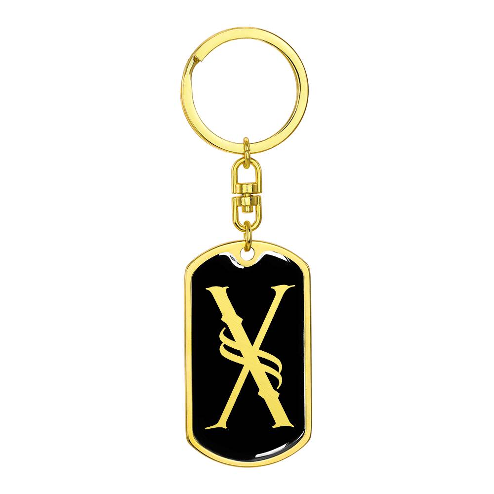 Initial X v001-12 - Luxury Dog Tag Keychain