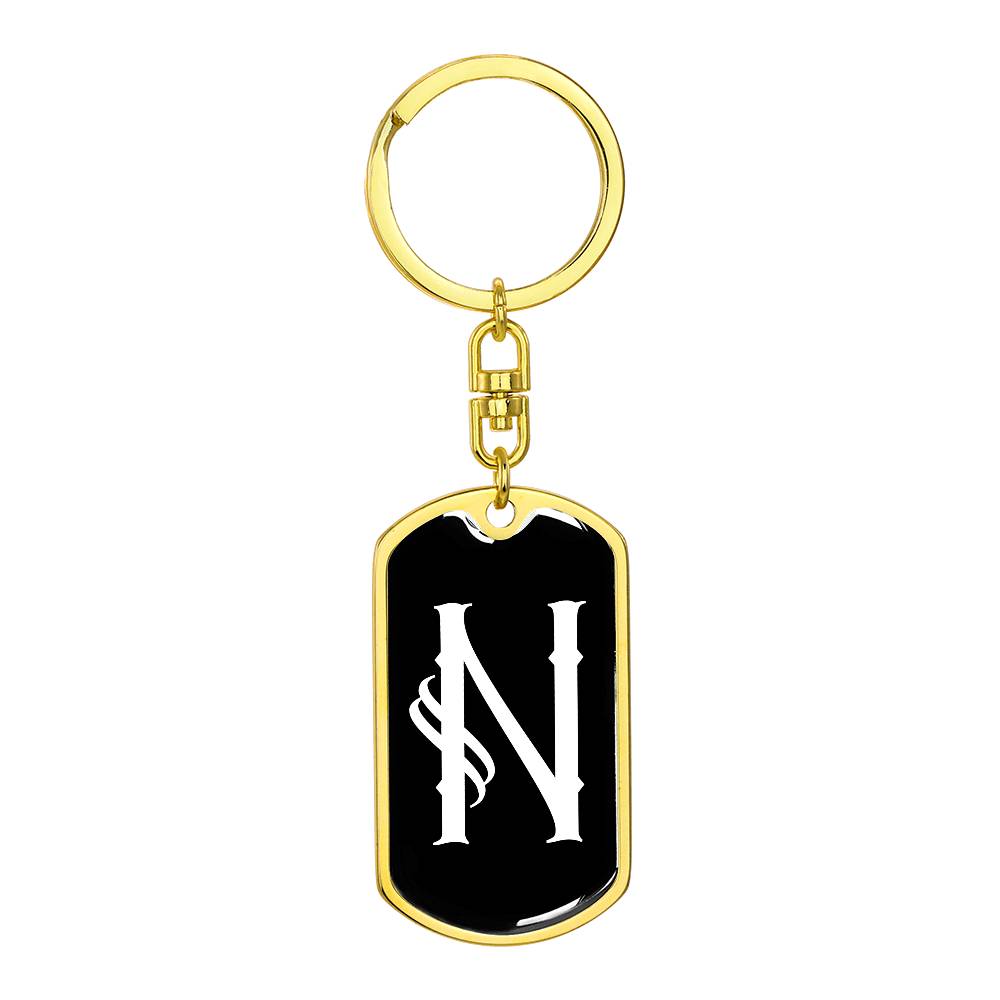Initial N v001-13 - Luxury Dog Tag Keychain