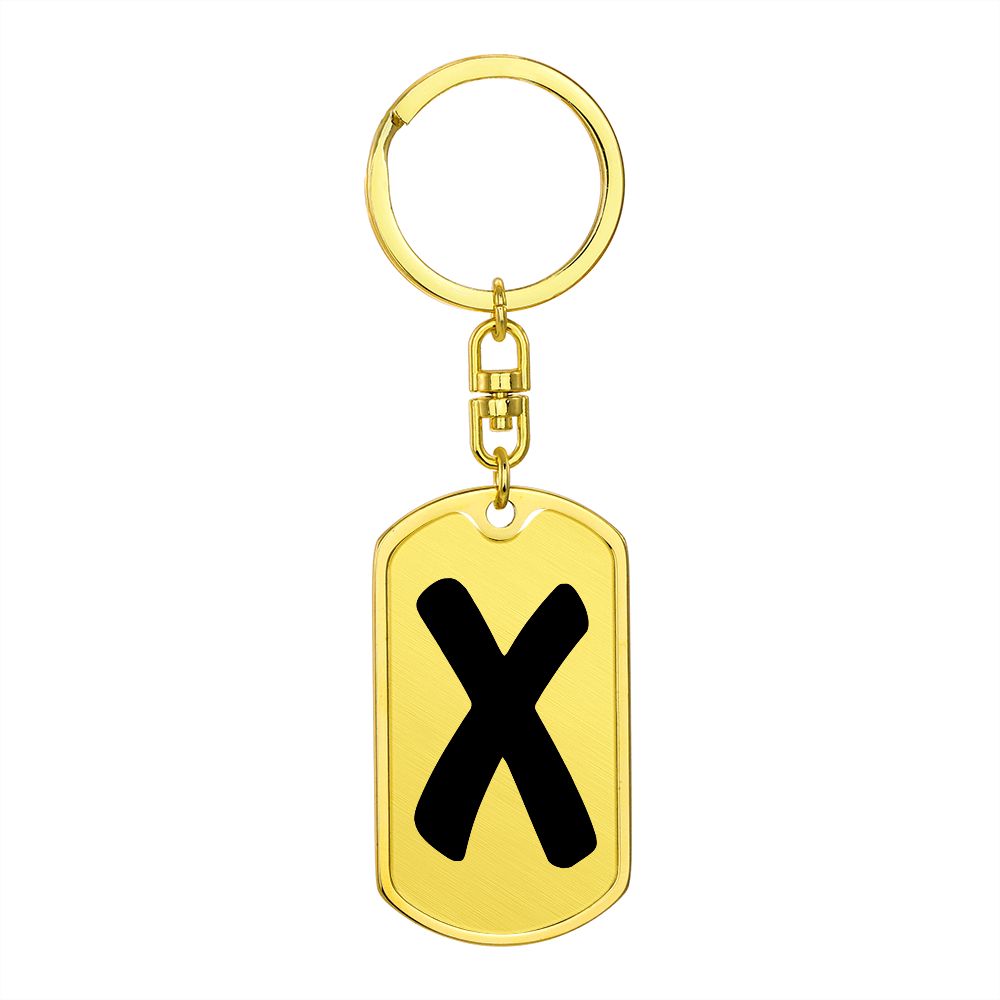 Initial X v1b - Luxury Dog Tag Keychain