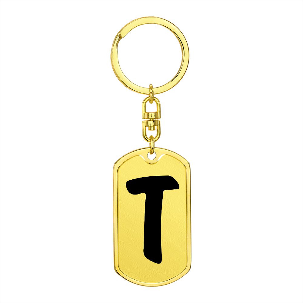Initial T v1b - Luxury Dog Tag Keychain