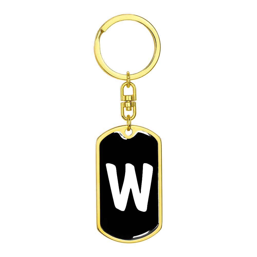 Initial W v3b - Luxury Dog Tag Keychain