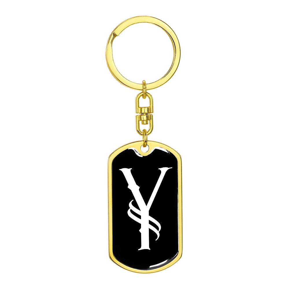 Initial Y v001-13 - Luxury Dog Tag Keychain