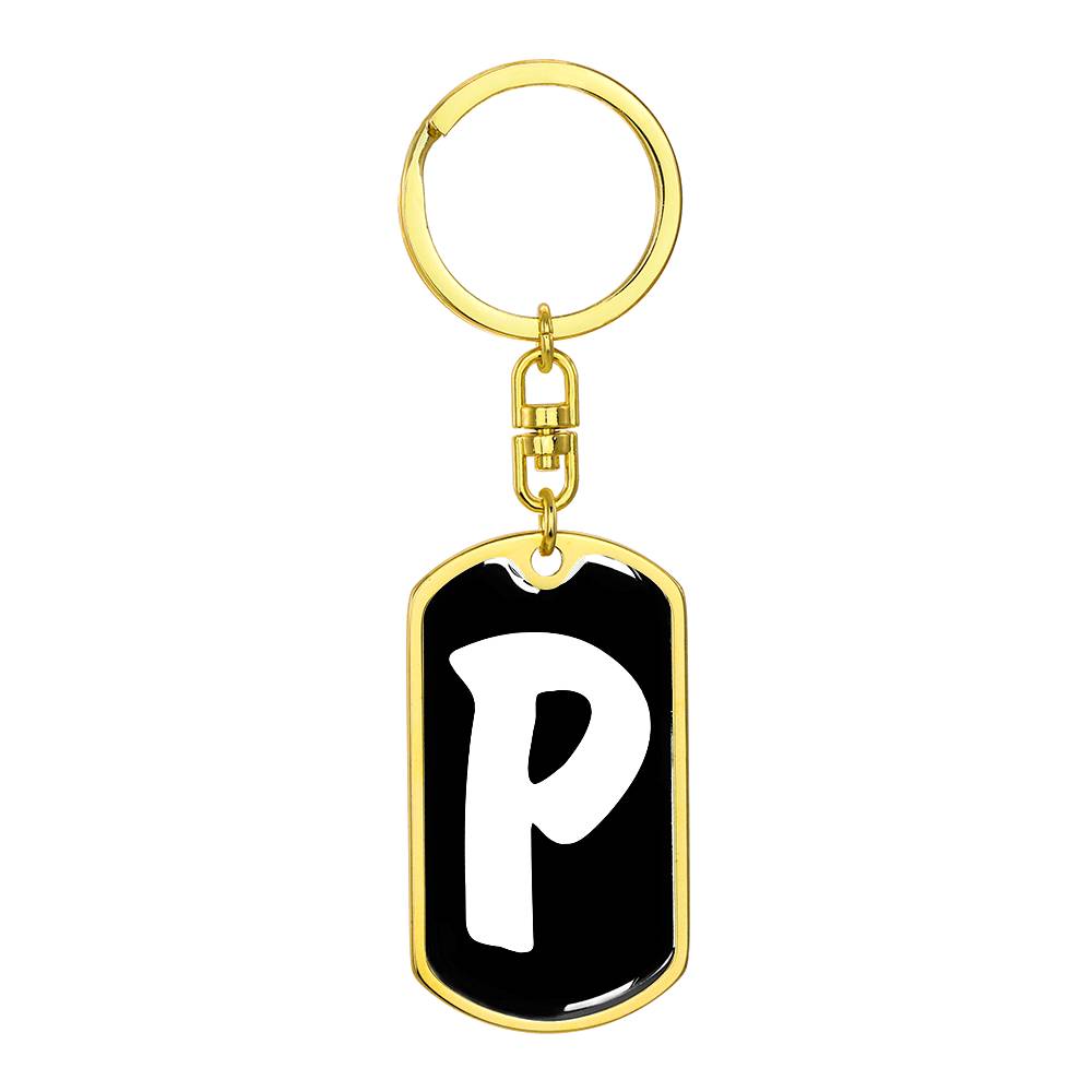 Initial P v3b - Luxury Dog Tag Keychain