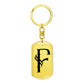 Initial F v001-11 - Luxury Dog Tag Keychain