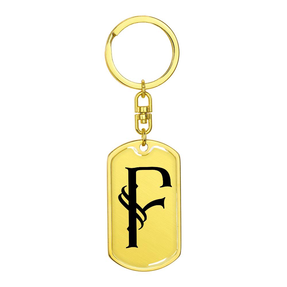 Initial F v001-11 - Luxury Dog Tag Keychain