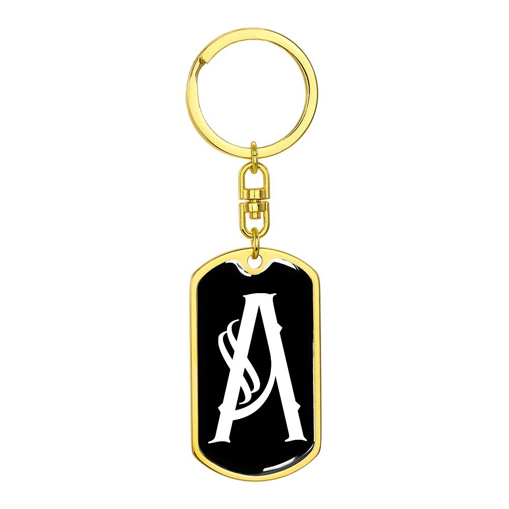 Initial A v001-13 - Luxury Dog Tag Keychain