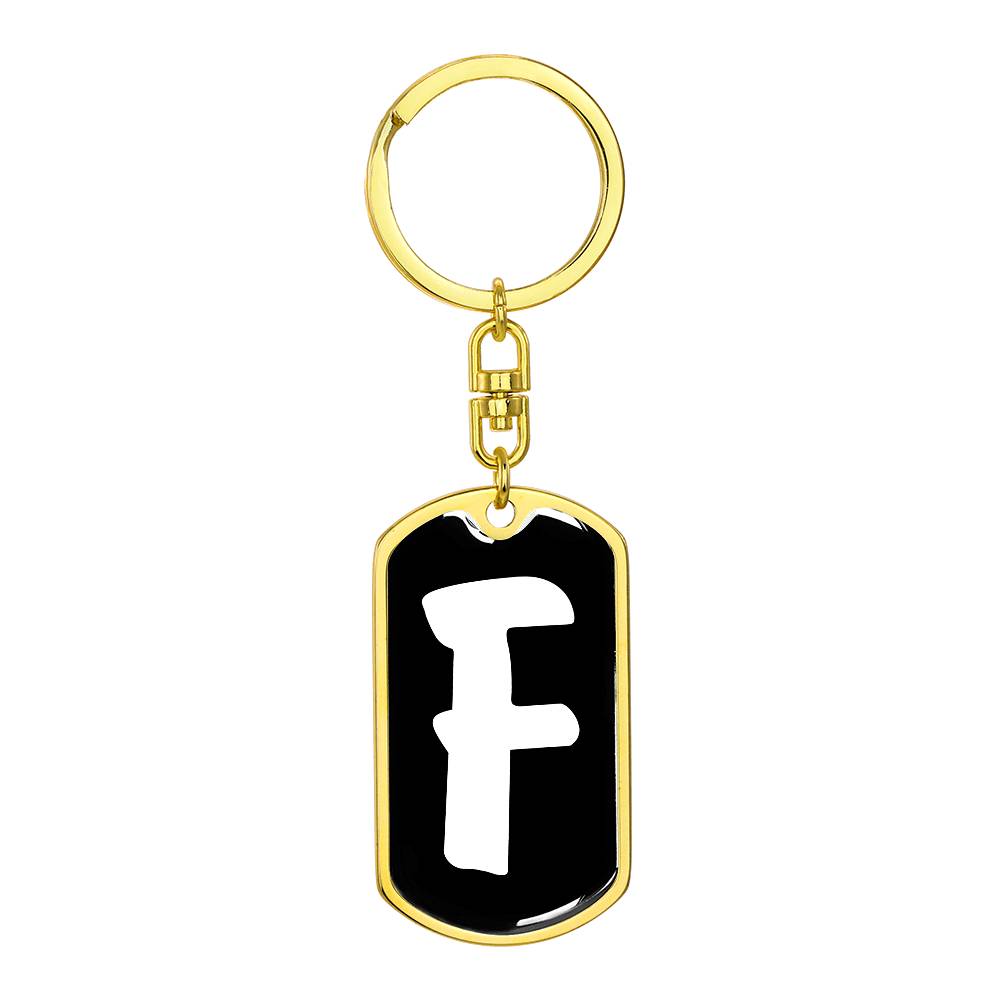 Initial F v3b - Luxury Dog Tag Keychain