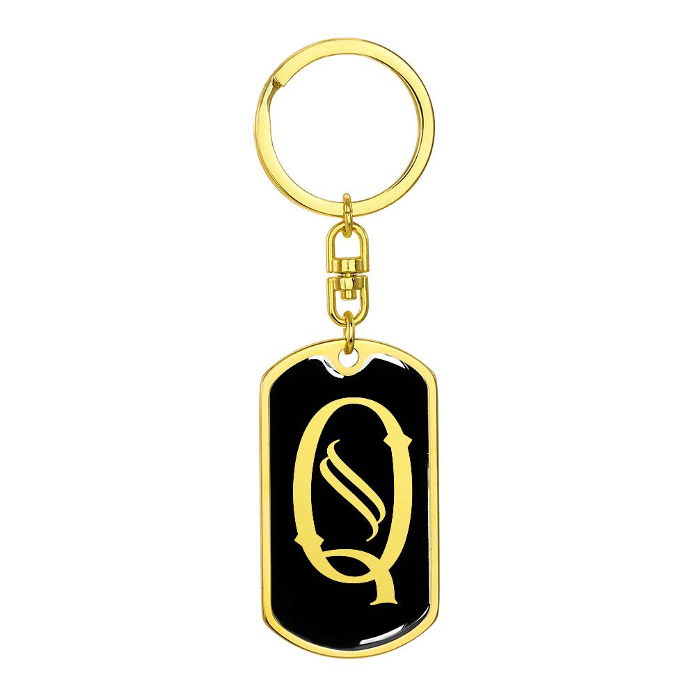 Initial Q v001-12 - Luxury Dog Tag Keychain
