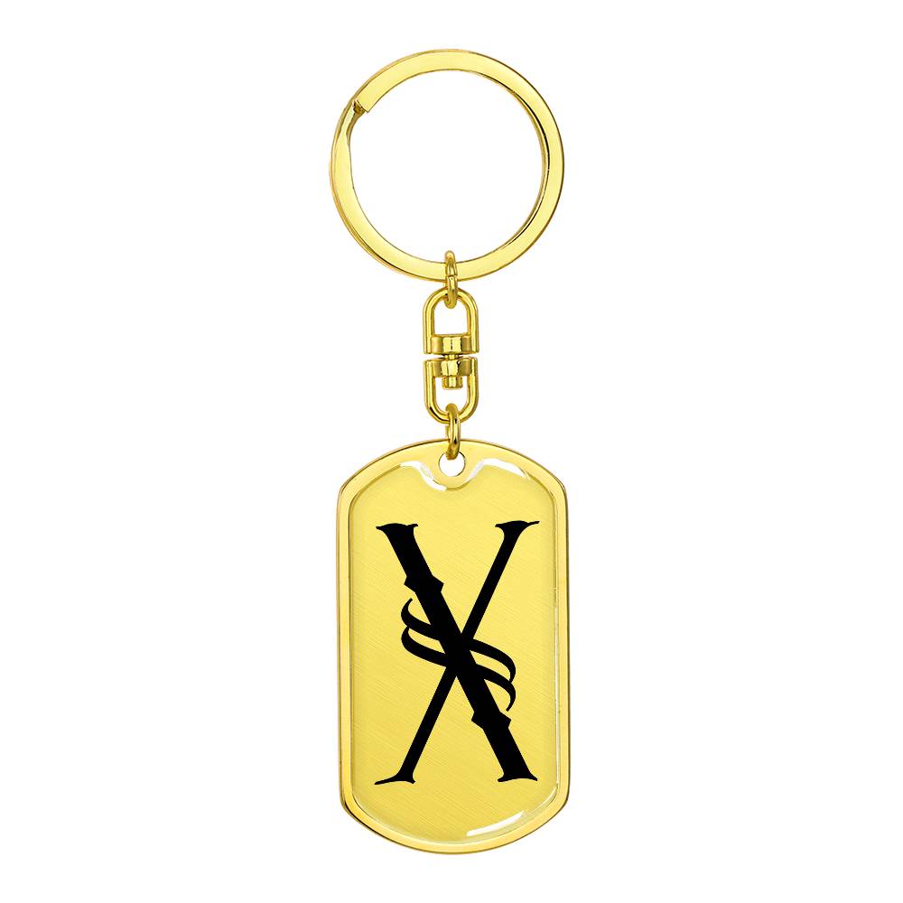 Initial X v001-11 - Luxury Dog Tag Keychain