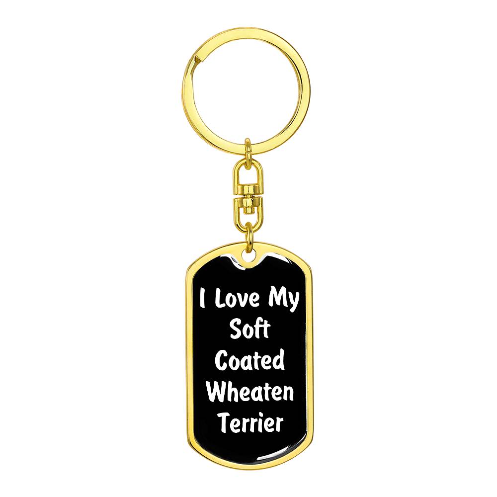 Love My Soft Coated Wheaten Terrier v6 - Luxury Dog Tag Keychain