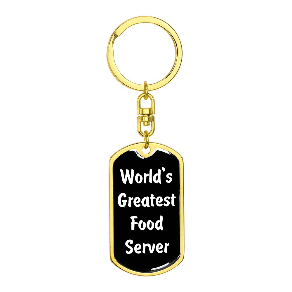 World's Greatest Food Server v3 - Luxury Dog Tag Keychain