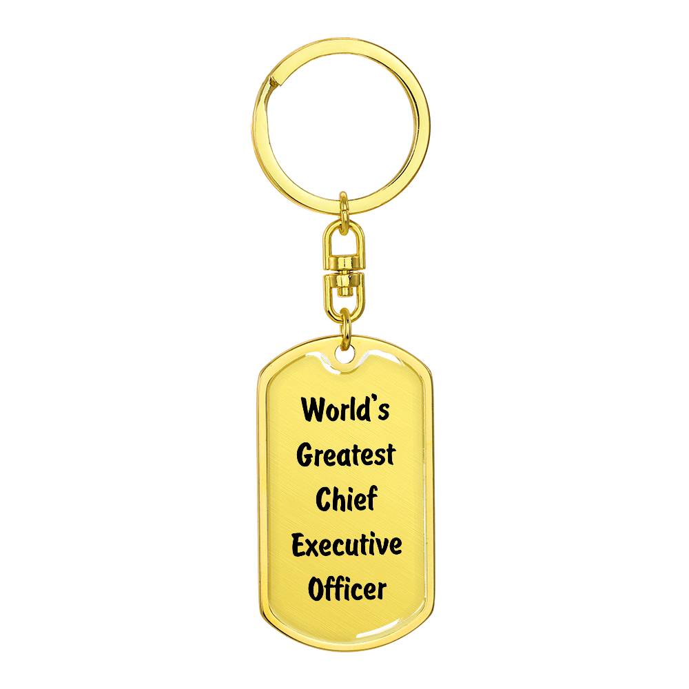 World's Greatest Chief Executive Officer - Luxury Dog Tag Keychain