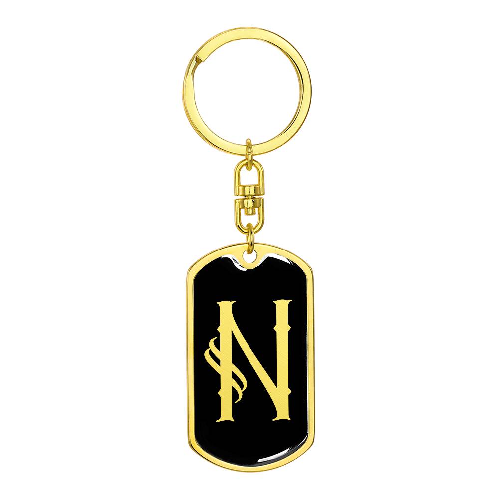 Initial N v001-12 - Luxury Dog Tag Keychain