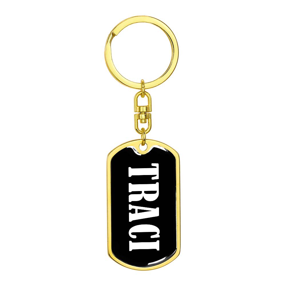 Traci v01w - Luxury Dog Tag Keychain