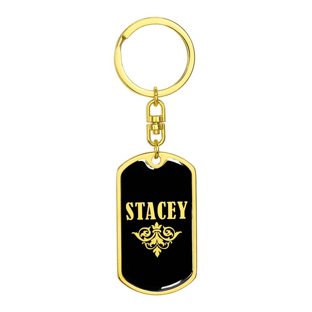Stacey v02a - Luxury Dog Tag Keychain