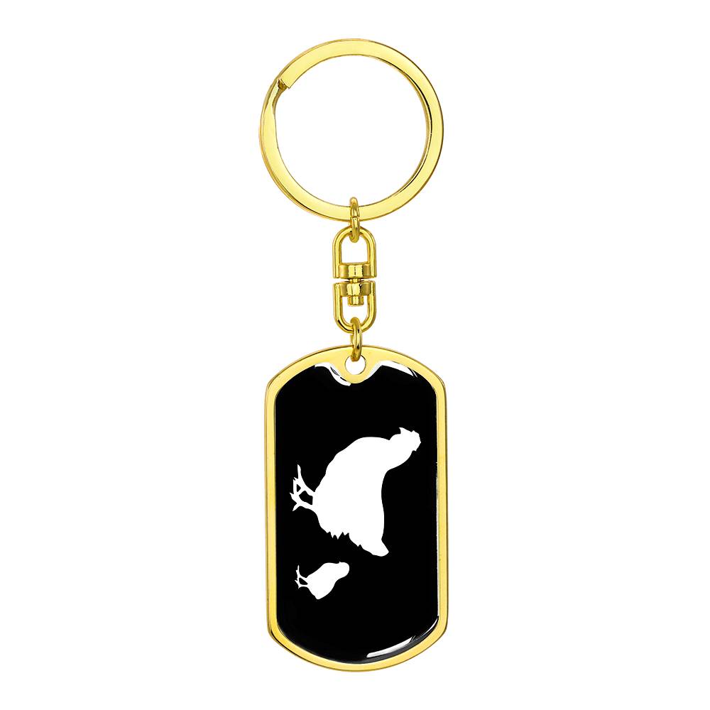 Mama Chicken With 1 Chick v3 - Luxury Dog Tag Keychain
