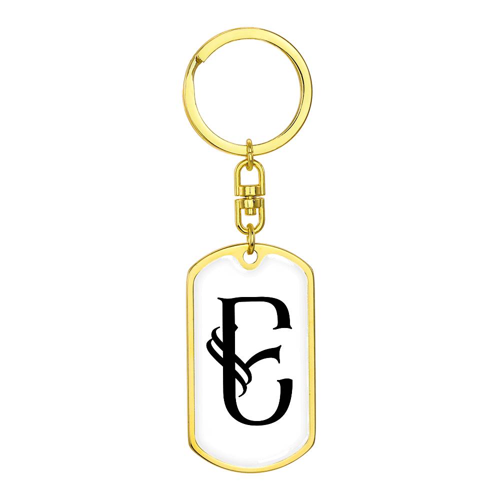 Initial E v001-14 - Luxury Dog Tag Keychain