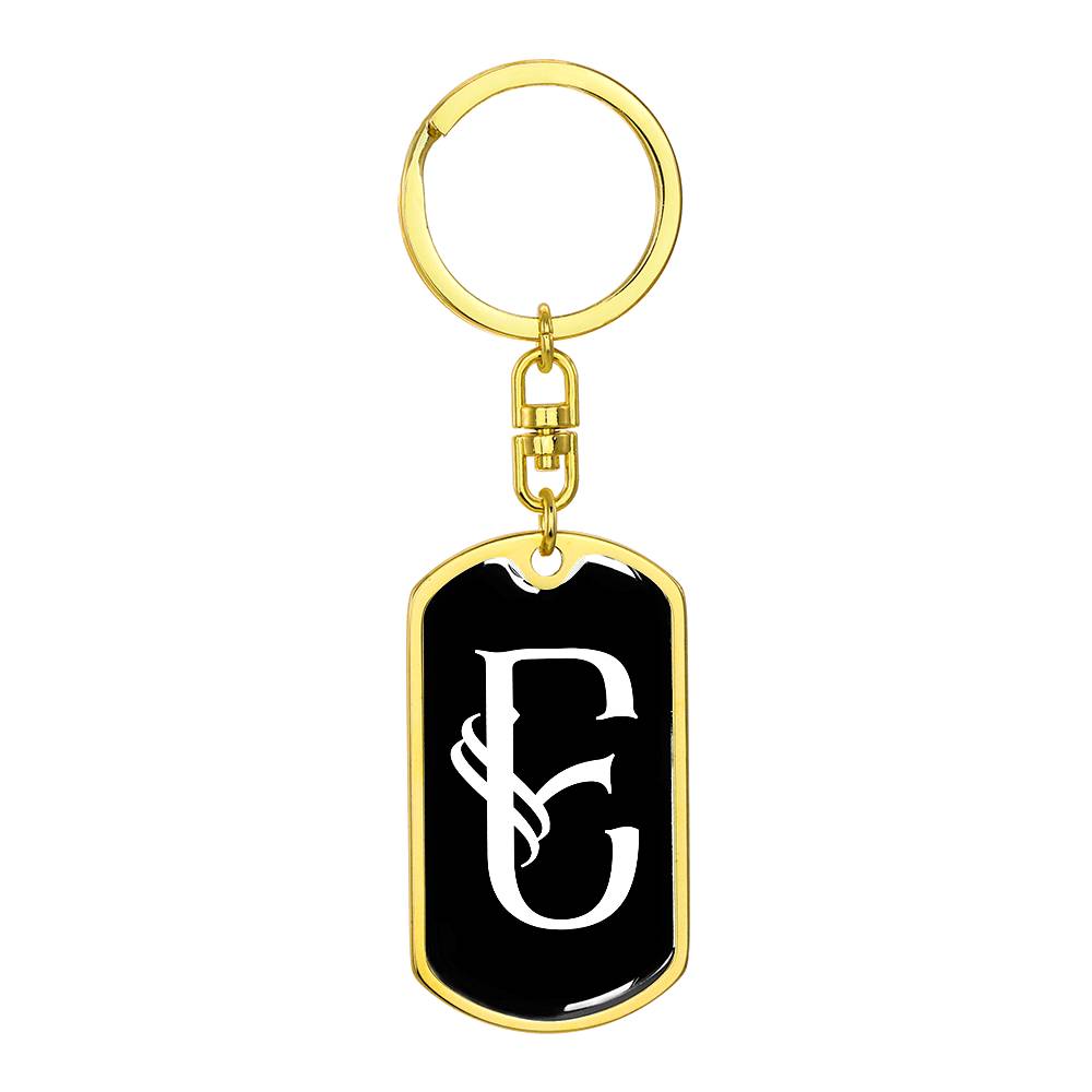 Initial E v001-13 - Luxury Dog Tag Keychain