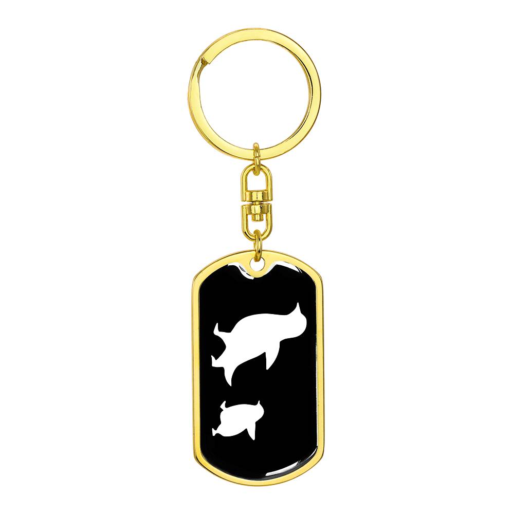 Mama Penguin With 1 Chick v3 - Luxury Dog Tag Keychain