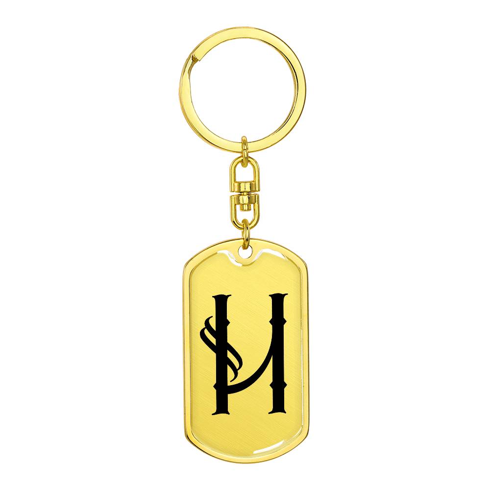 Initial H v001-11 - Luxury Dog Tag Keychain