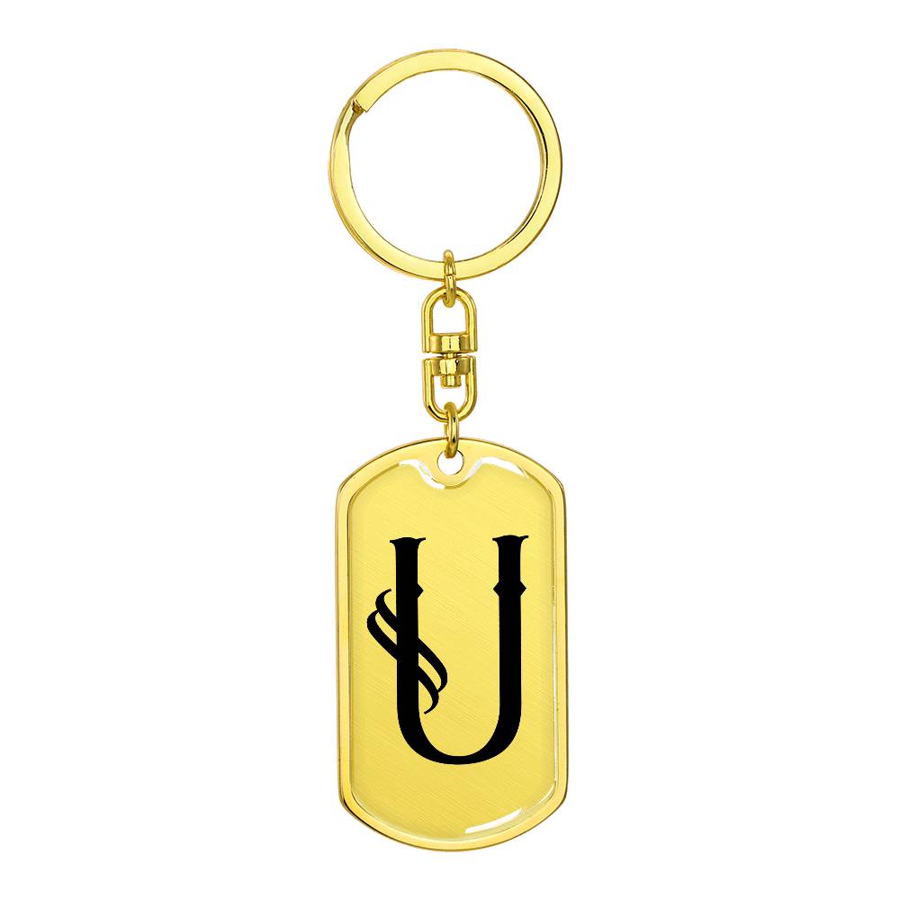 Initial U v001-11 - Luxury Dog Tag Keychain