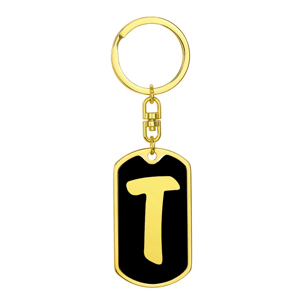 Initial T v2b - Luxury Dog Tag Keychain