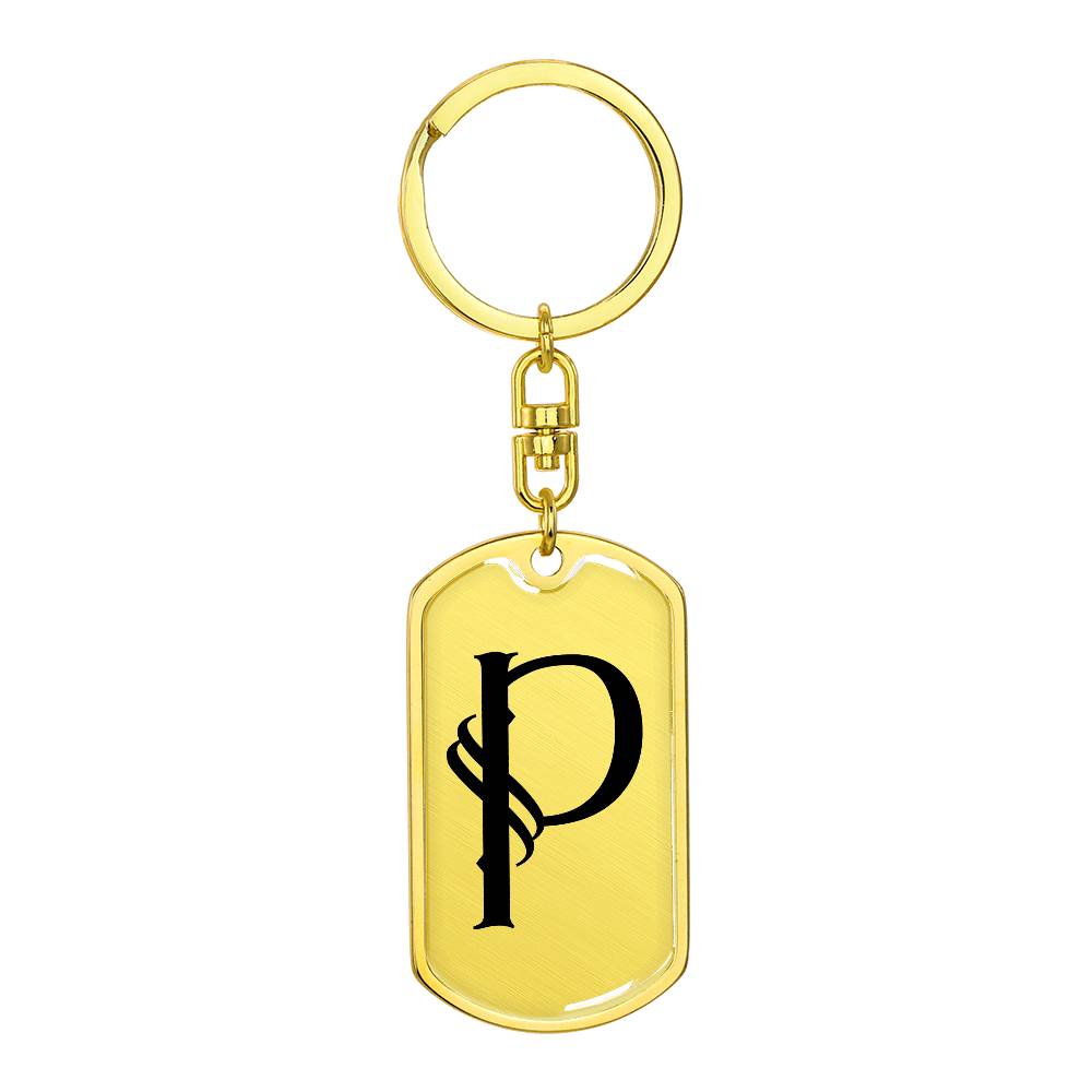 Initial P v001-11 - Luxury Dog Tag Keychain