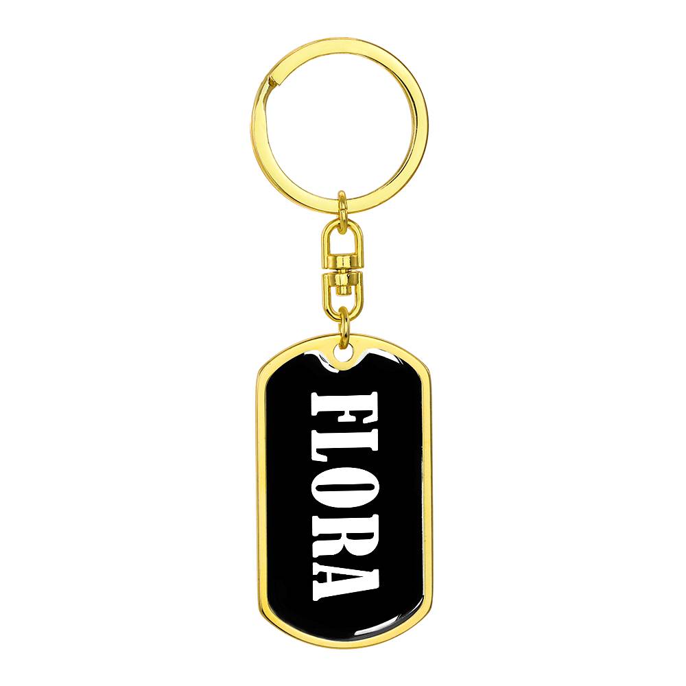 Flora v01w - Luxury Dog Tag Keychain