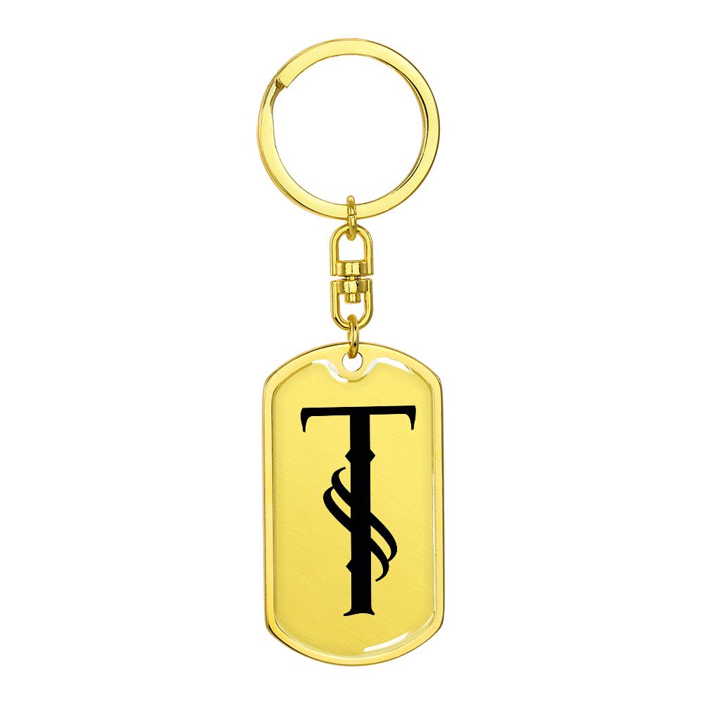 Initial T v001-11 - Luxury Dog Tag Keychain