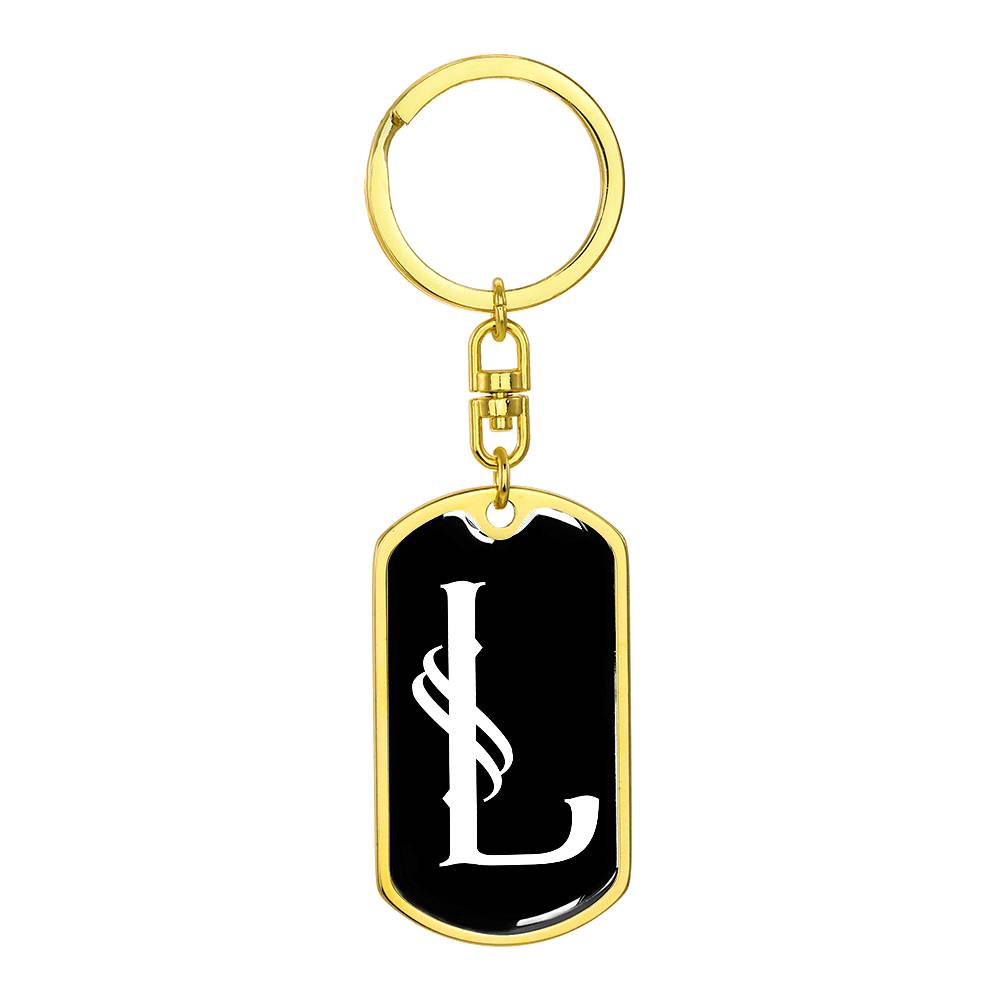 Initial L v001-13 - Luxury Dog Tag Keychain