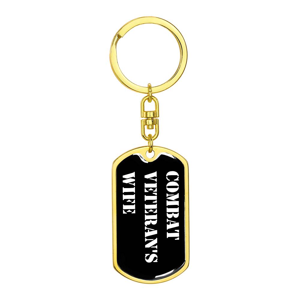 Combat Veteran's Wife v3 - Luxury Dog Tag Keychain
