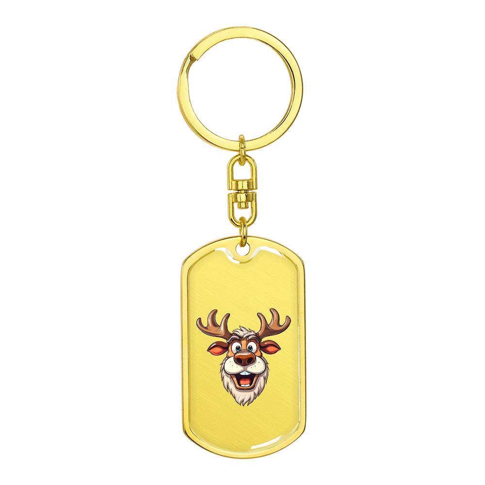Funny Reindeer Face 08 - Luxury Dog Tag Keychain