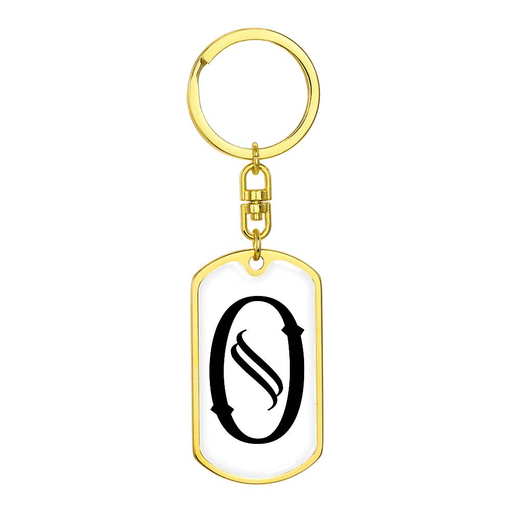 Initial O v001-14 - Luxury Dog Tag Keychain