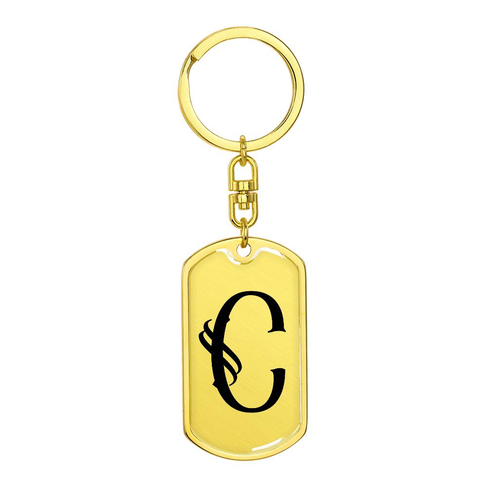 Initial C v001-11 - Luxury Dog Tag Keychain
