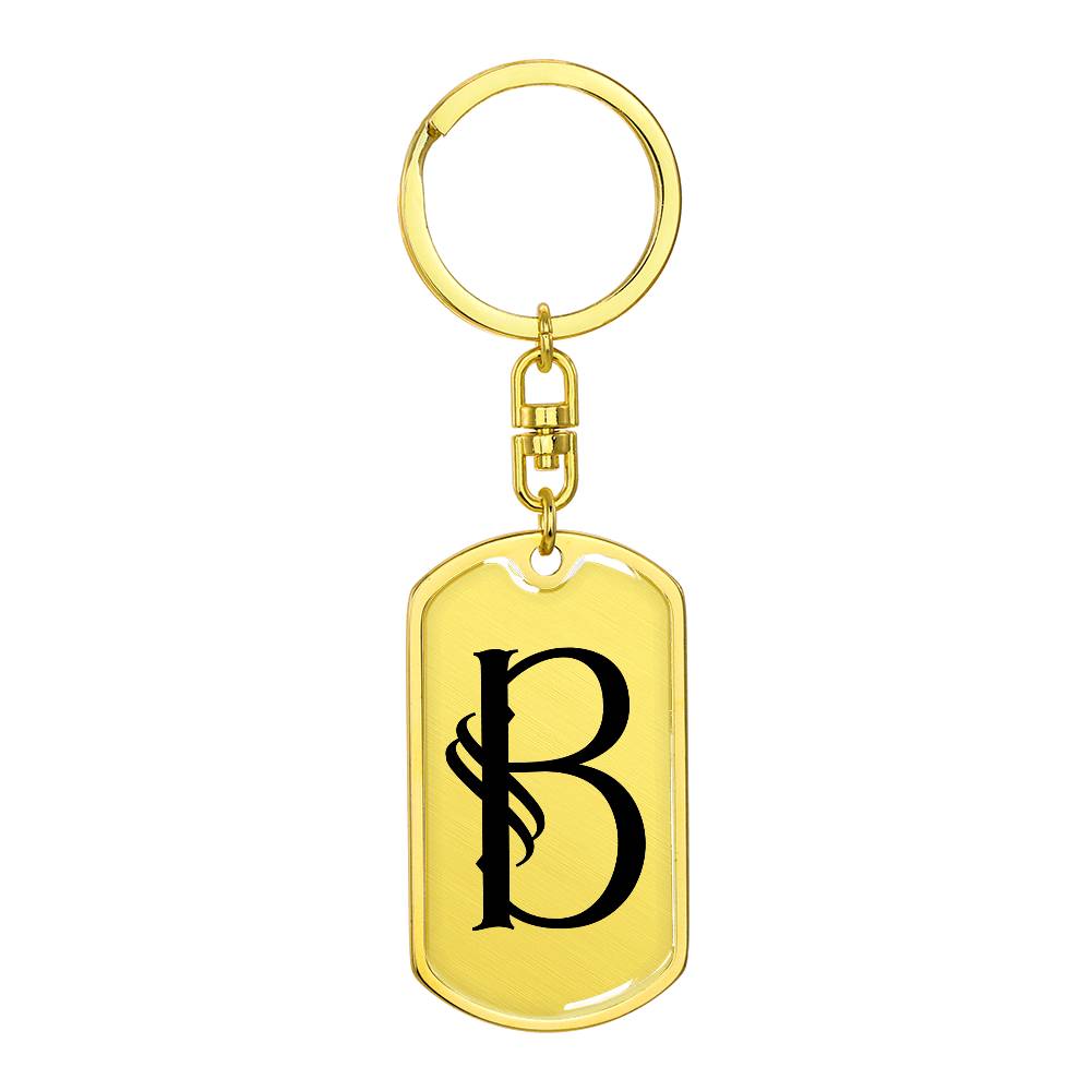 Initial B v001-11 - Luxury Dog Tag Keychain