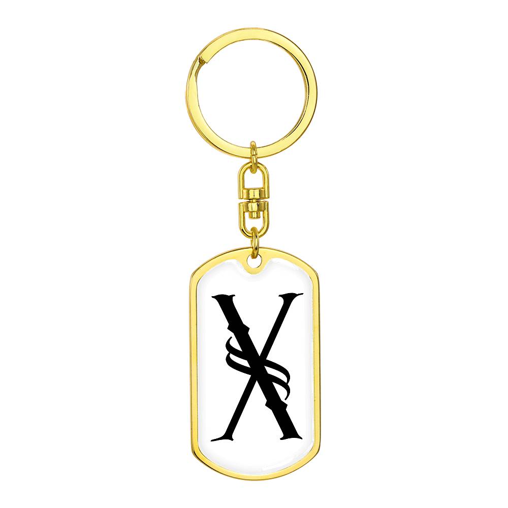 Initial X v001-14 - Luxury Dog Tag Keychain