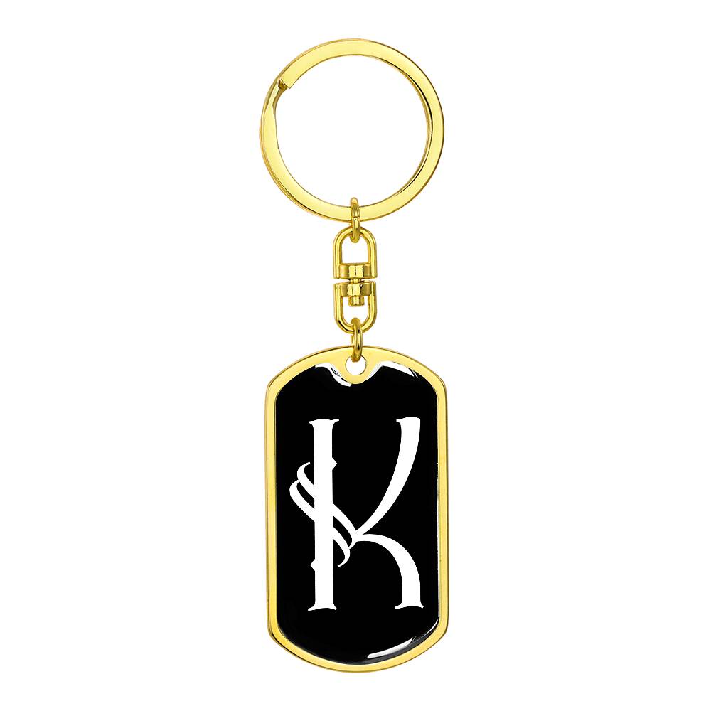 Initial K v001-13 - Luxury Dog Tag Keychain
