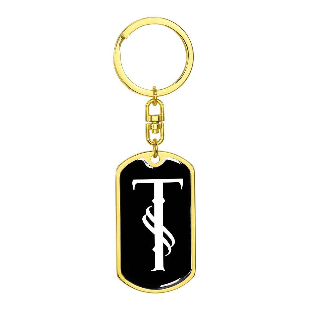 Initial T v001-13 - Luxury Dog Tag Keychain