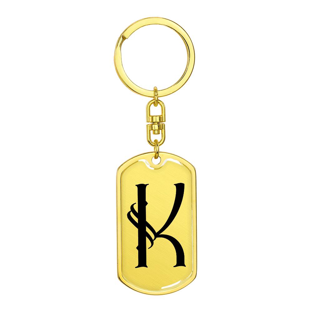 Initial K v001-11 - Luxury Dog Tag Keychain