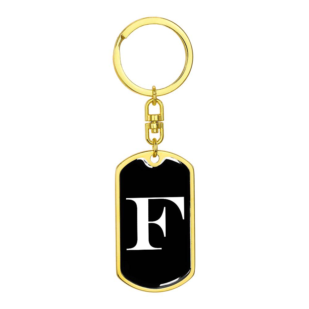 Initial F v3a - Luxury Dog Tag Keychain