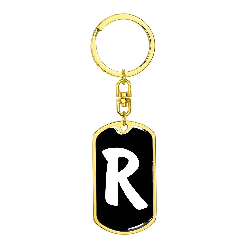 Initial R v3b - Luxury Dog Tag Keychain